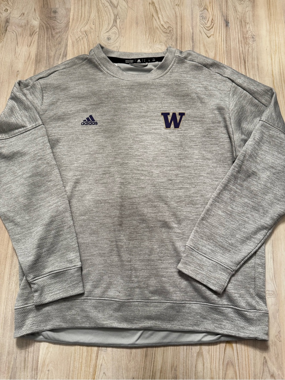 Adidas Washington University Men’s Gray Crewneck Sweatshirt with Purple logo